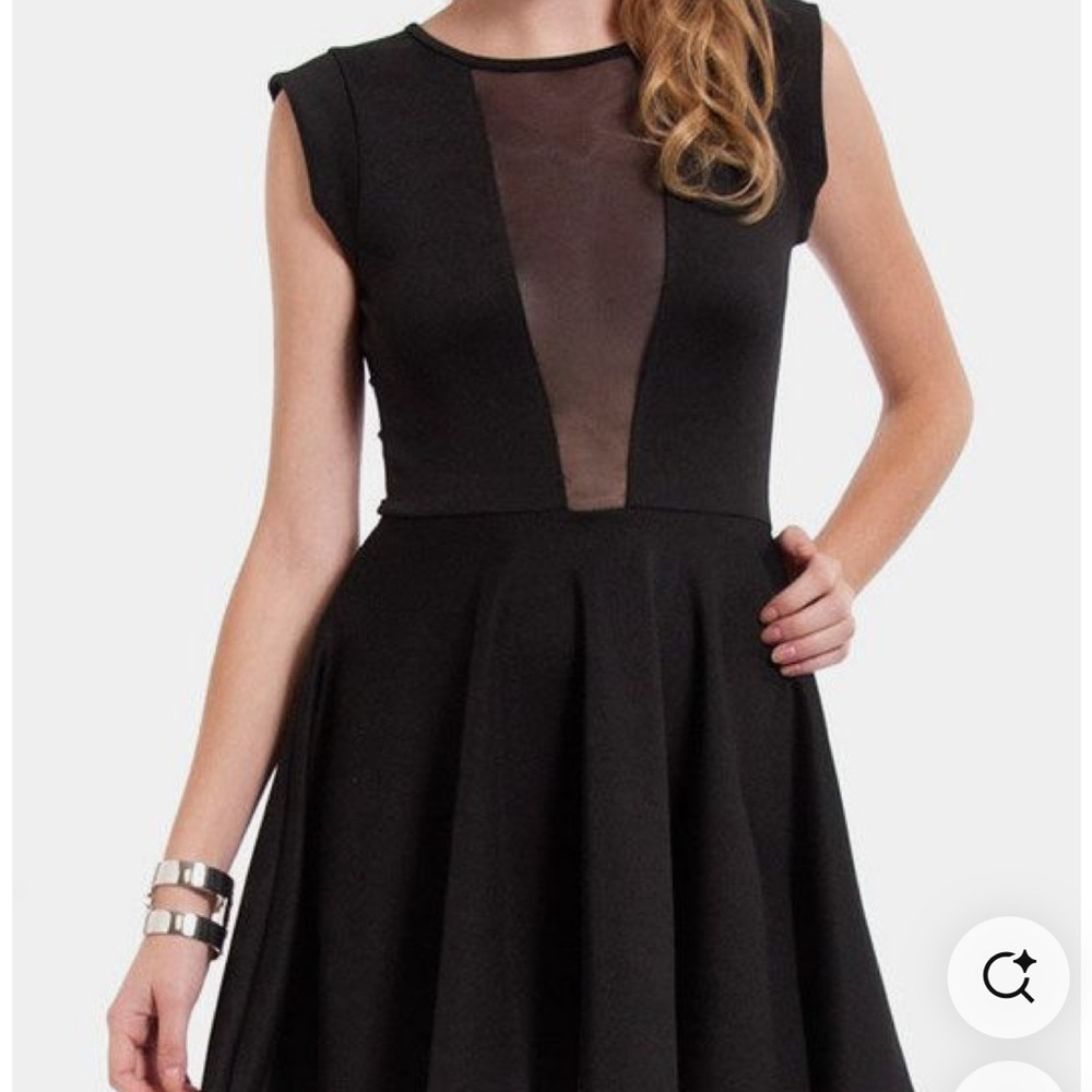 The Vintage Shop Black Sheer Top Mini Dress